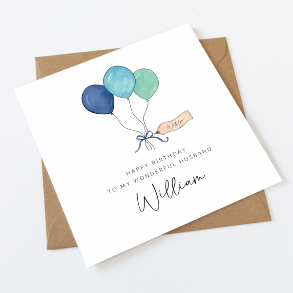 Personalised Birthday Card - Blue Balloons