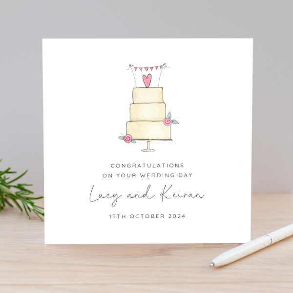 Personalised Wedding Day Card - Cake