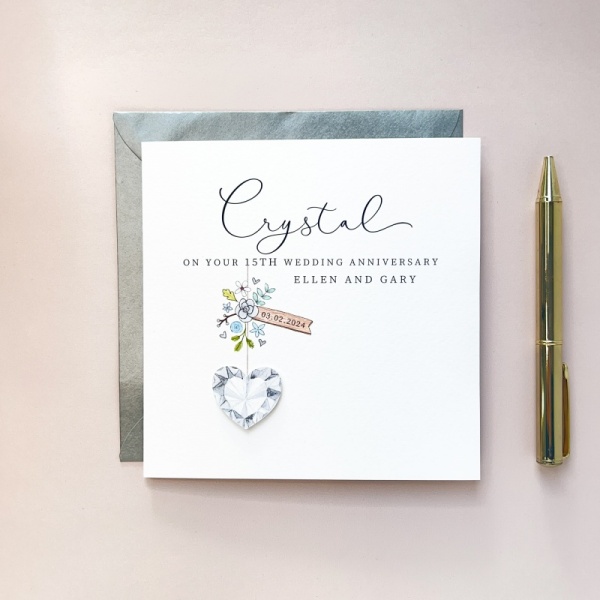 Personalised 15th Wedding Anniversary Card - Crystal Anniversary Card