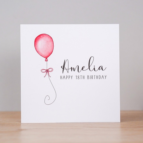 Personalised Name Birthday Card - Balloon