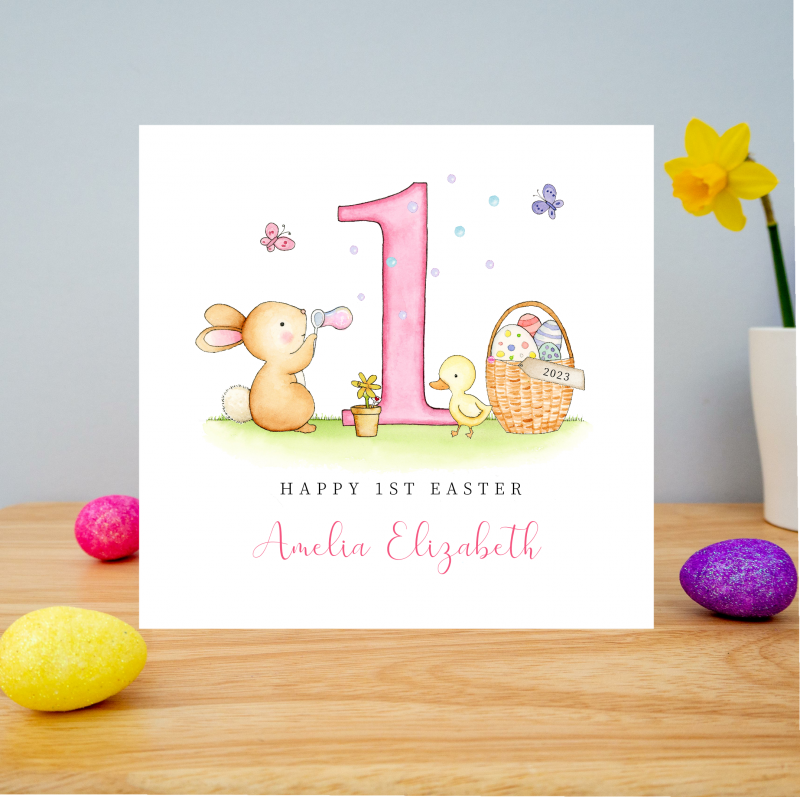 Personalised Girls 1st Easter Card