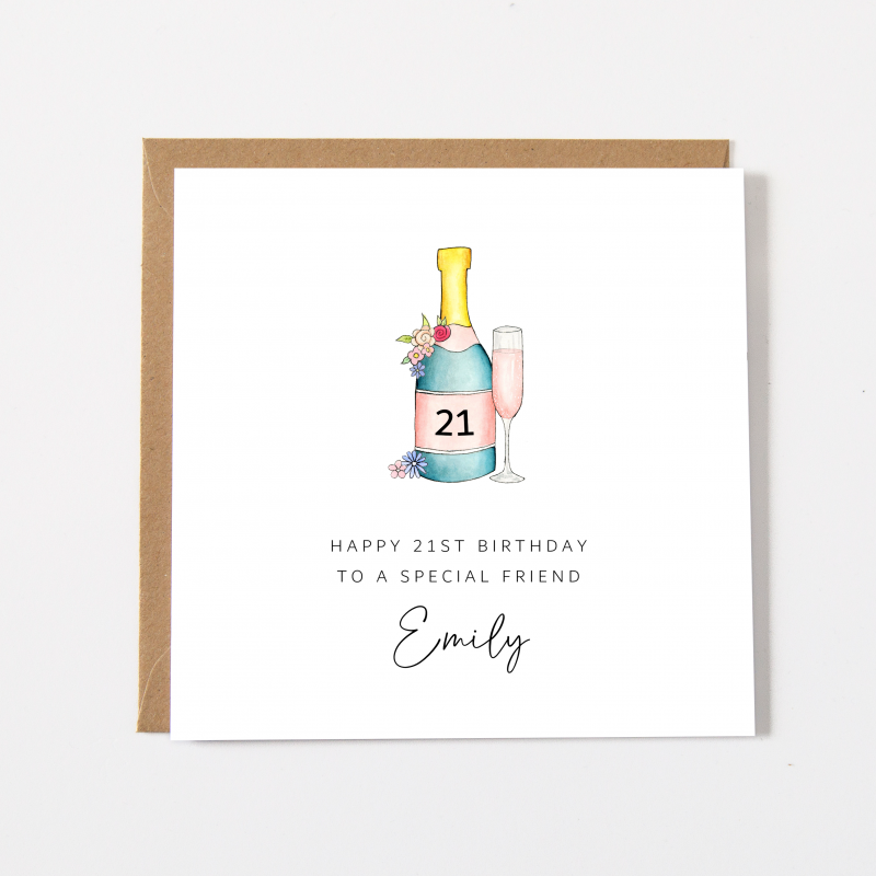 Personalised Birthday Card - Bottle of Bubbly