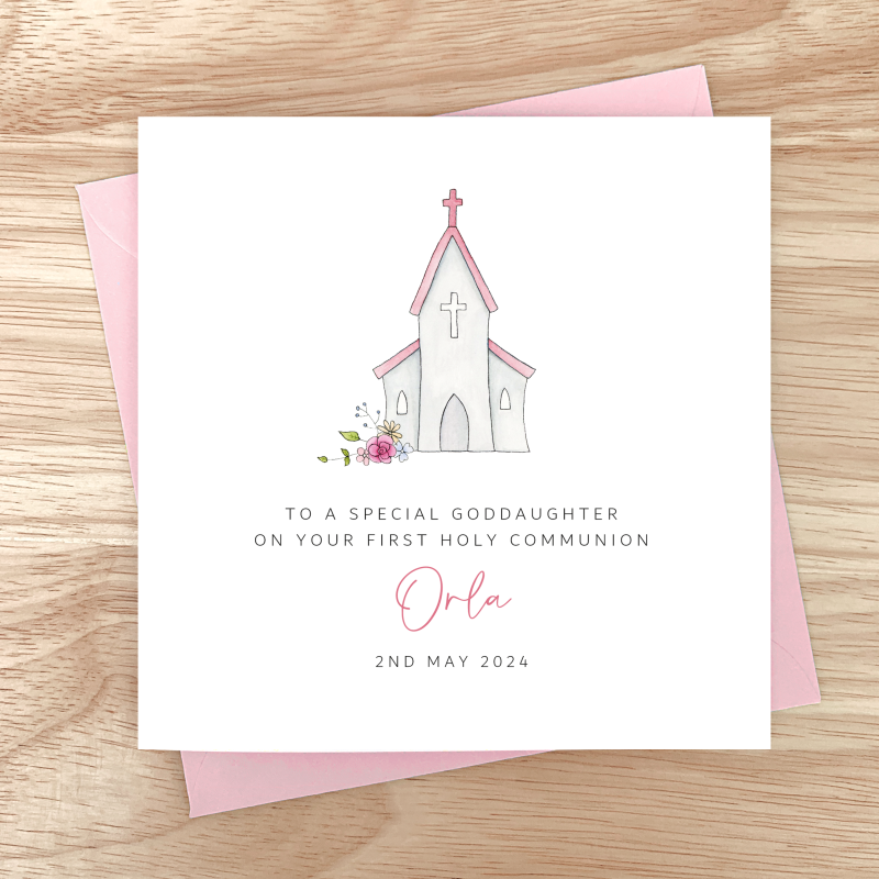 Personalised Girls First Holy Communion Card