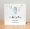 Personalised Handmade New Baby Boy Card  Washing Line