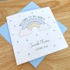 Personalised New Baby Boy Card  Rainbow Baby Boy Card