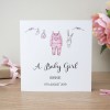 Personalised Handmade New Baby Girl Card  Washing Line
