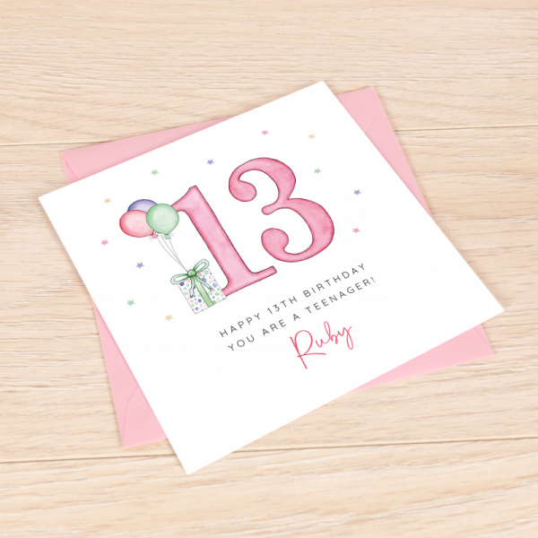 Personalised 13th Birthday Card - Daughter, Granddaughter, Godaughter,  Niece, Sister