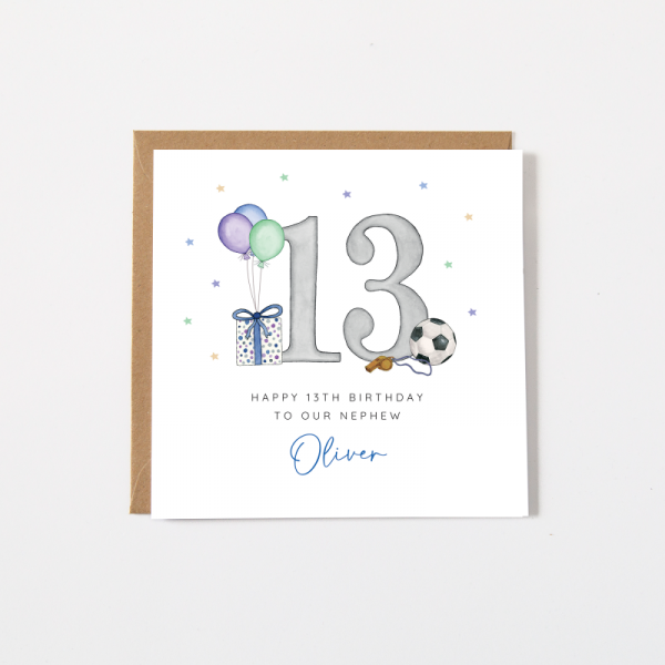 Personalised 13th Birthday Card - Son, Grandson, Nephew