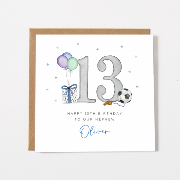 Personalised 13th Birthday Card - Son, Grandson, Nephew