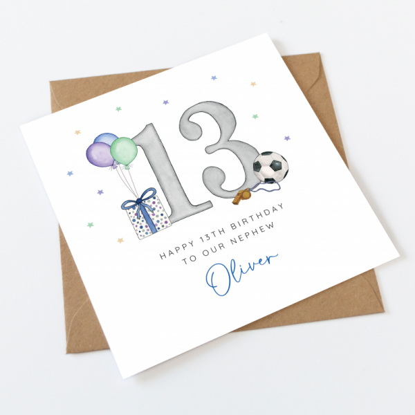 Personalised 13th Birthday Card - Son, Grandson, Nephew