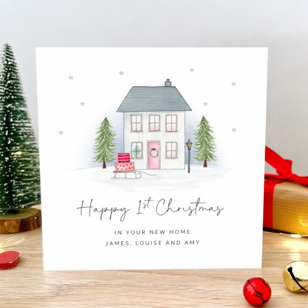 First Christmas In Your New Home Christmas Card - House