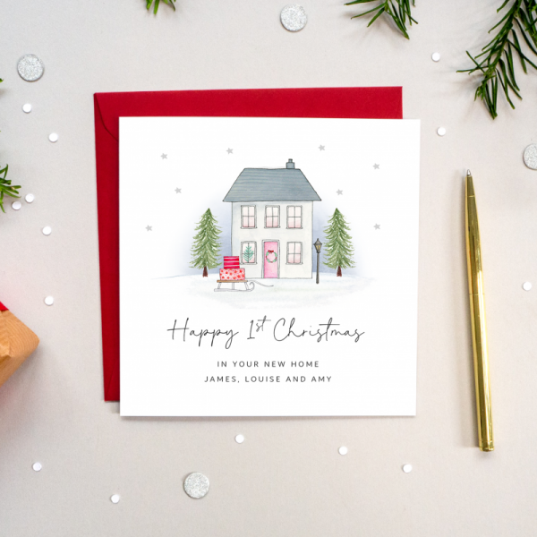 First Christmas In Your New Home Christmas Card - House