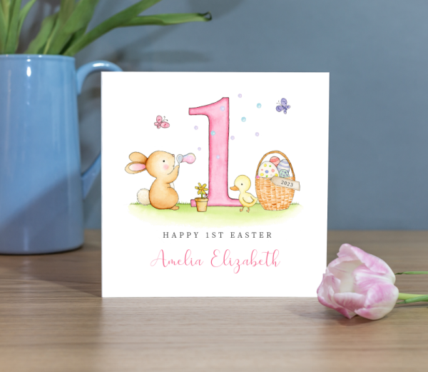 Personalised Girls 1st Easter Card