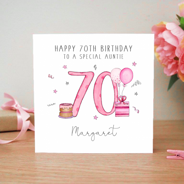 Personalised Birthday Card - Pink - 18th, 21st, 40th, 50th, 60th, 70th, 80th