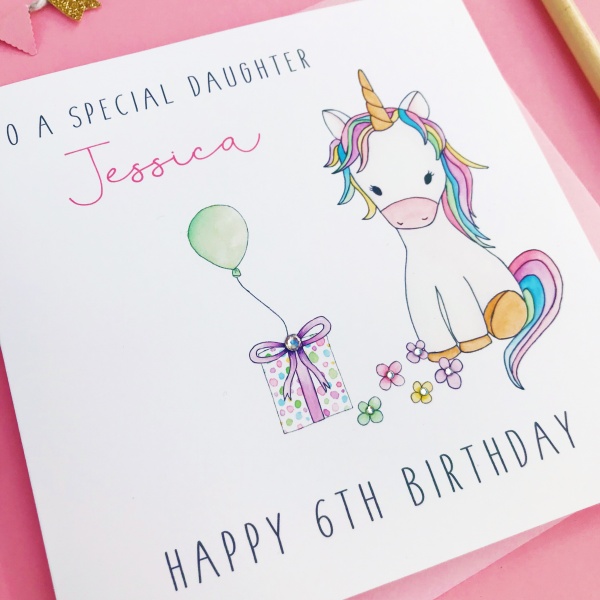 Personalised Unicorn Birthday Card - Daughter, Granddaughter, Niece