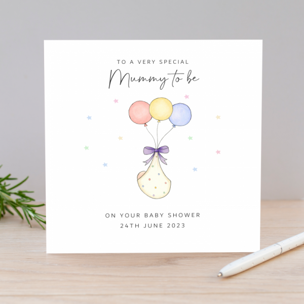 Personalised Baby Shower Card - Balloons