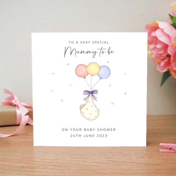 Personalised Baby Shower Card - Balloons