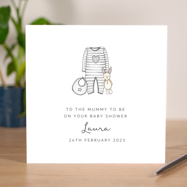 Personalised Baby Shower Card - Grey