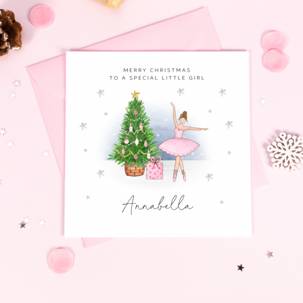 Personalised Girls Christmas Card - Ballerina