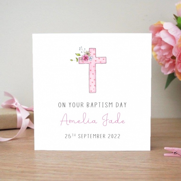 Personalised Girls Baptism Card