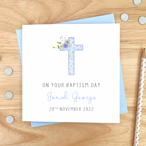 Personalised Boys Baptism Card