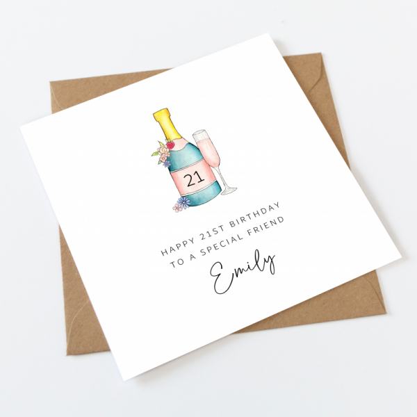 Personalised Birthday Card - Bottle of Bubbly
