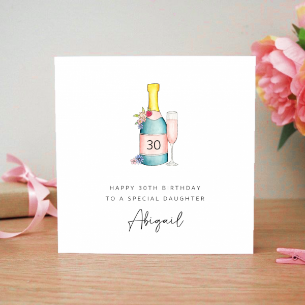 Personalised Birthday Card - Bottle of Bubbly