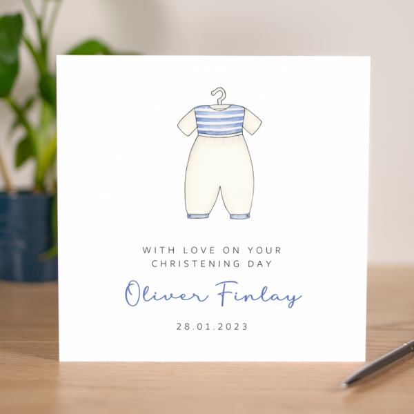 Personalised Christening Card For A Boy