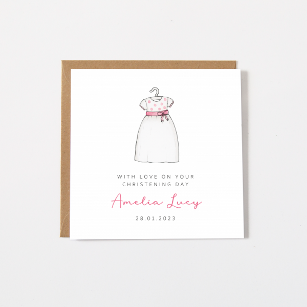 Personalised Christening card for a girl