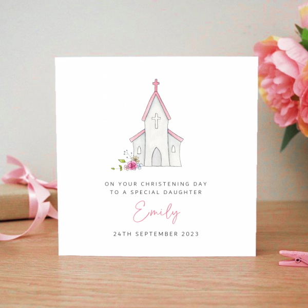 Personalised Girls Christening Card - Daughter, Granddaughter, Goddaughter