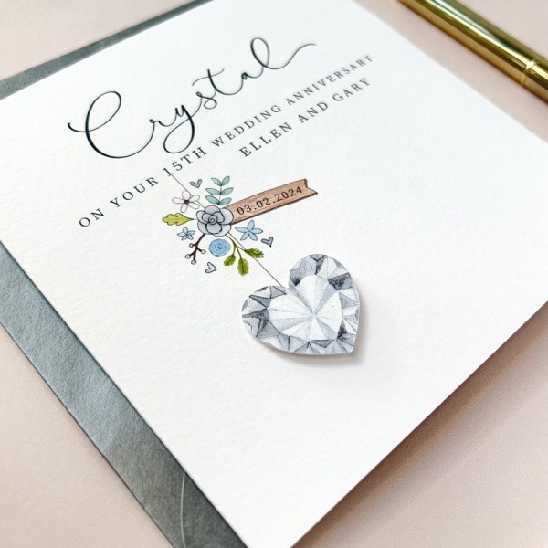 Personalised 15th Wedding Anniversary Card - Crystal Anniversary Card