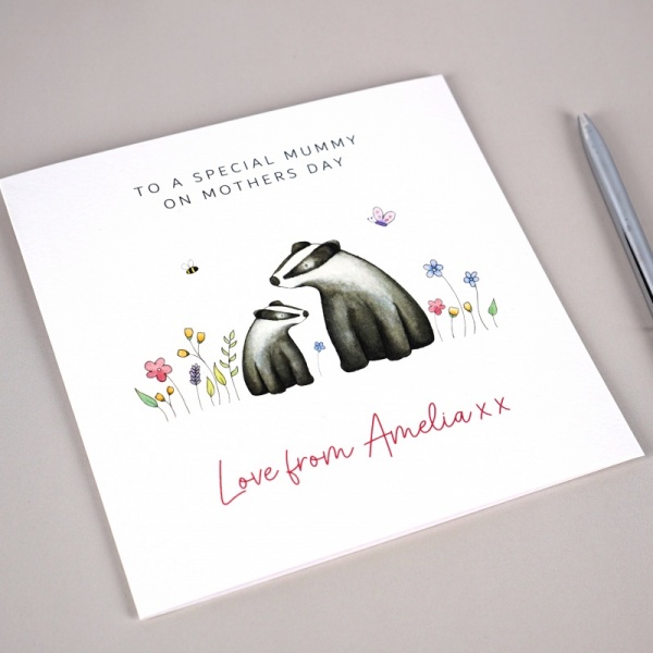Personalised Mother's Day card - Badgers