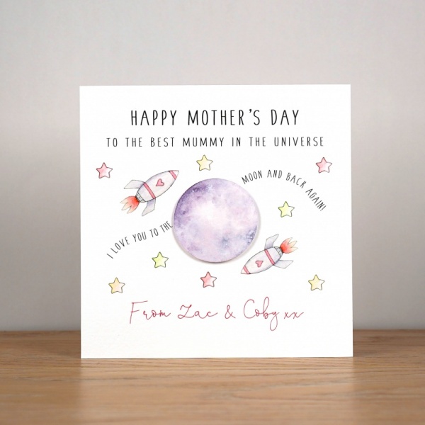 Personalised Mother's Day card - I love you to the moon and back