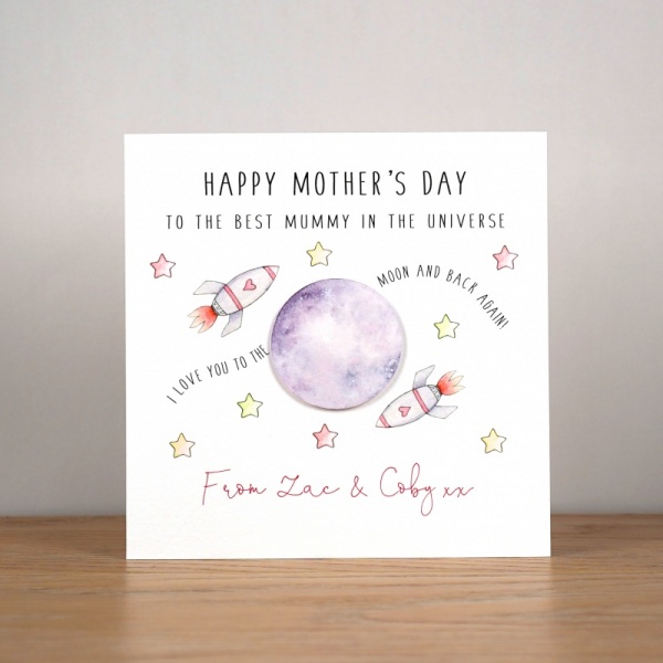 Personalised Mother's Day card - I love you to the moon and back