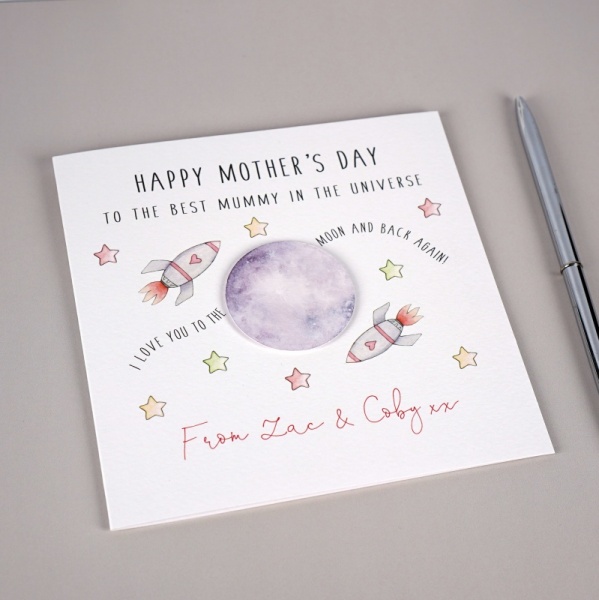 Personalised Mother's Day card - I love you to the moon and back