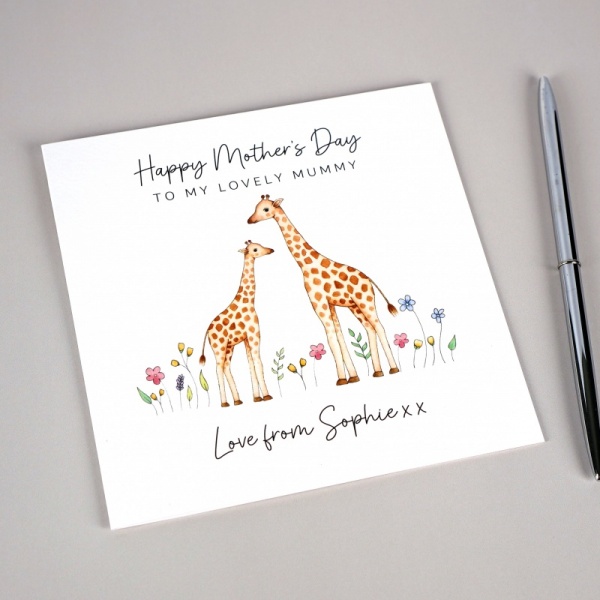 Personalised Mother's Day card - Giraffes