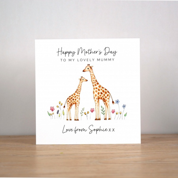 Personalised Mother's Day card - Giraffes