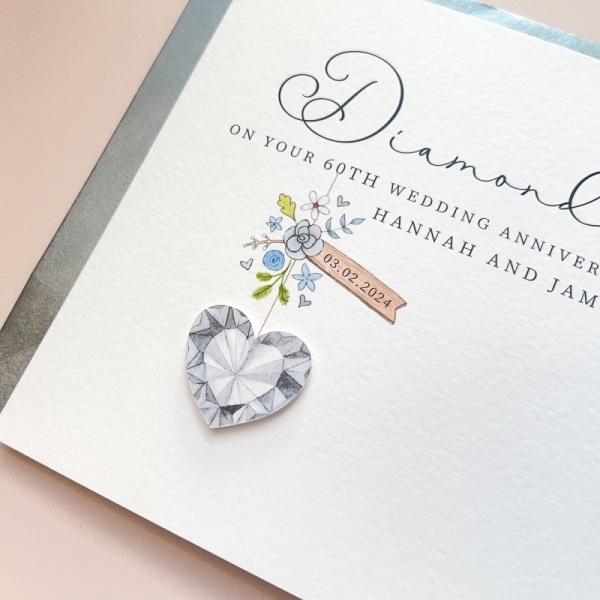 Personalised 60th Wedding Anniversary Card - Diamond Anniversary Card