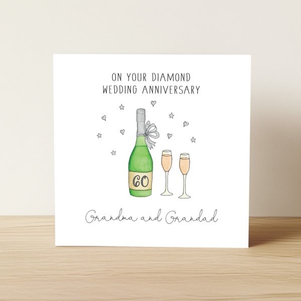 Handmade Personalised Diamond Wedding Anniversary Card - Just For Cards ...