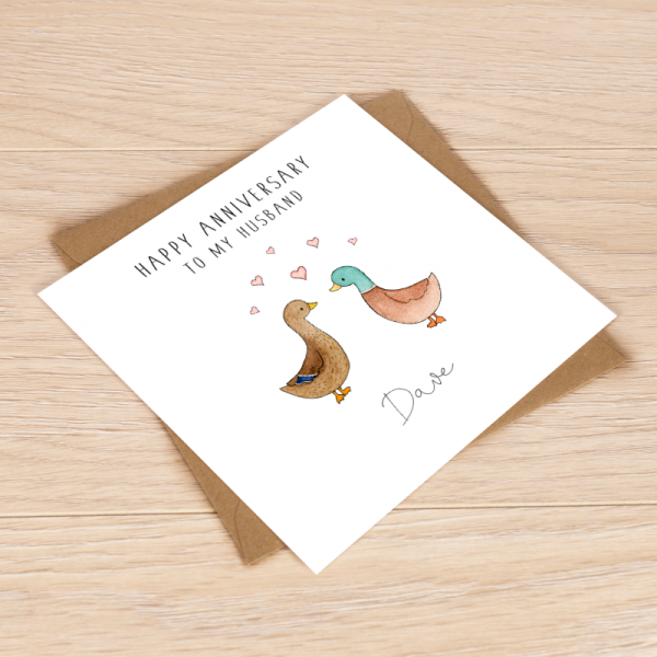 Personalised Ducks Anniversary Card