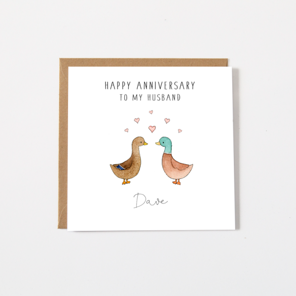 Personalised Ducks Anniversary Card