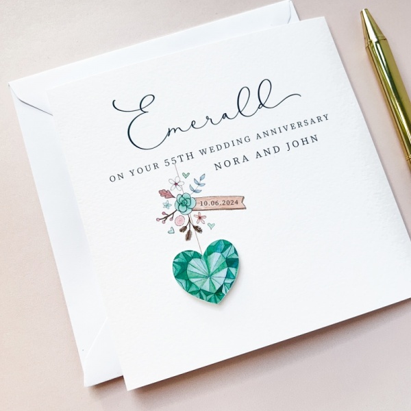 Personalised 55th Wedding Anniversary Card - Emerald Anniversary Card