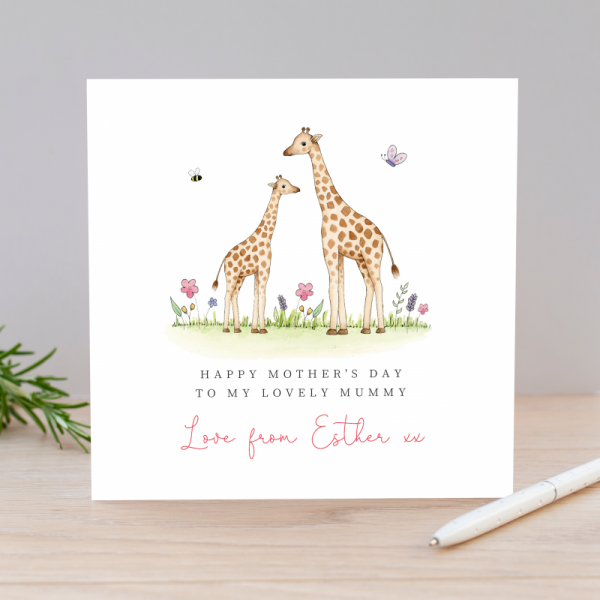 Personalised Mother's Day card - Giraffes
