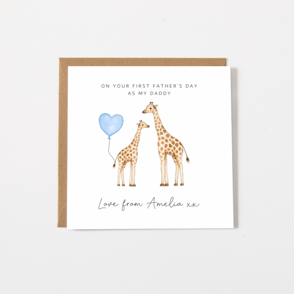 Personalised 1st Father's Day Card - Bear First Fathers Day Card - Giraffes - Daddy, Grandad, Grandpa