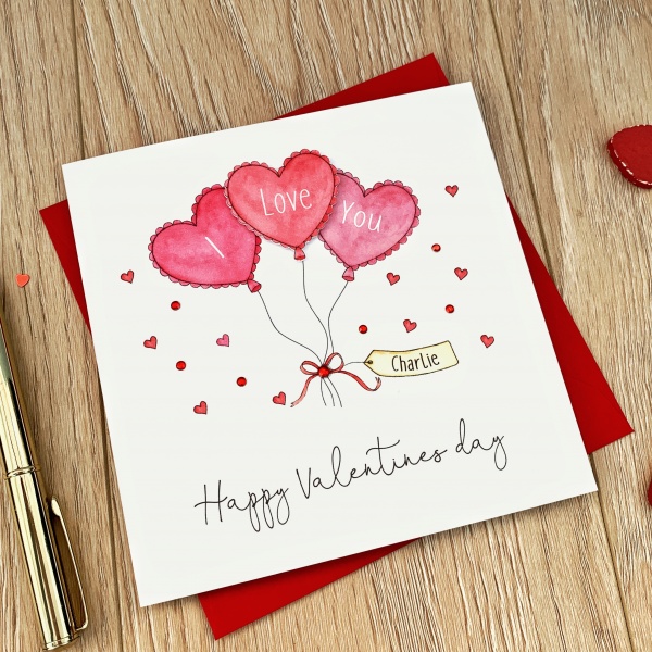 Personalised Valentine's Day Card - I Love You Balloons