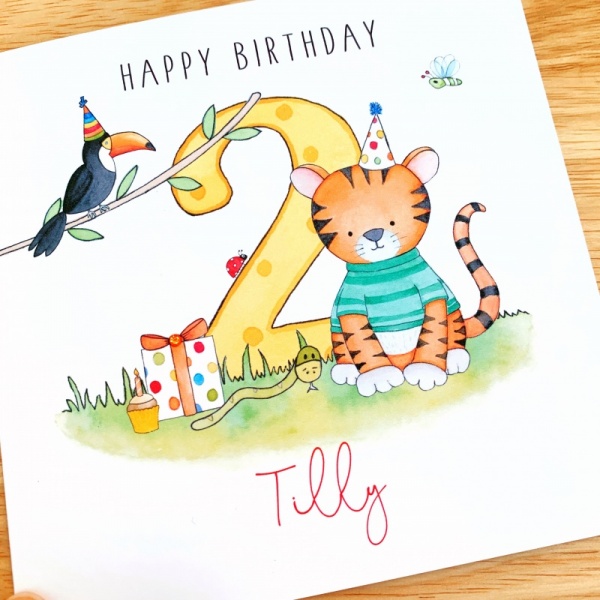 Personalised Children's Birthday Card  Tiger