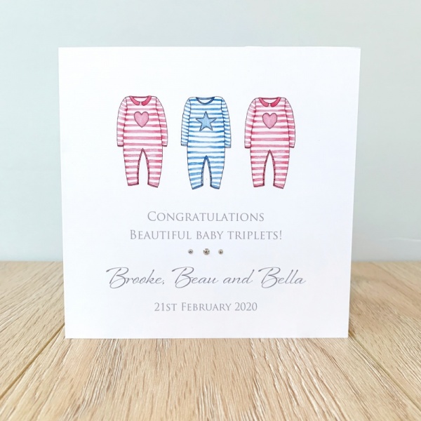Personalised Baby Triplets Card