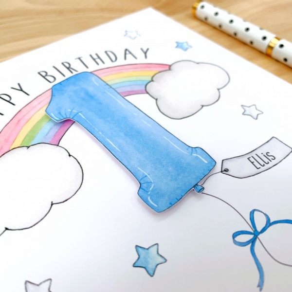 Personalised Boys Rainbow Birthday Card - 1st, 2nd, 3rd, 4th, 5th, 6th, 7th, 8th, 9th