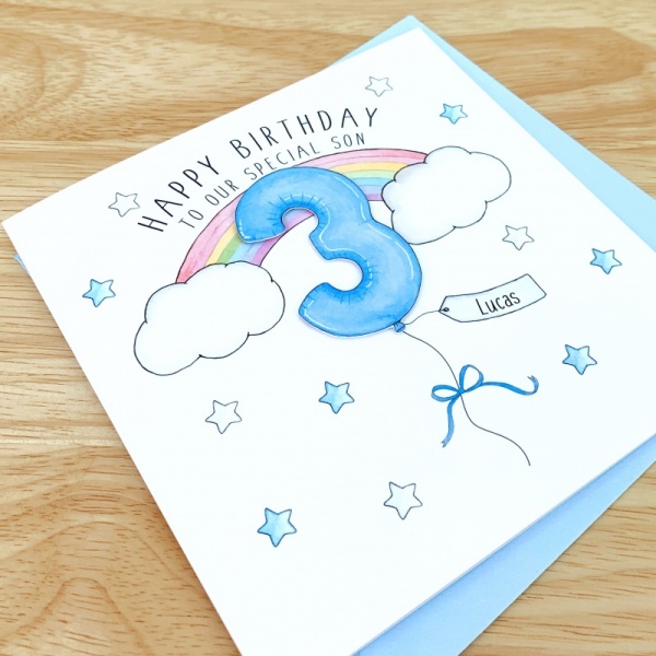 Personalised Boys Rainbow Birthday Card - 1st, 2nd, 3rd, 4th, 5th, 6th, 7th, 8th, 9th