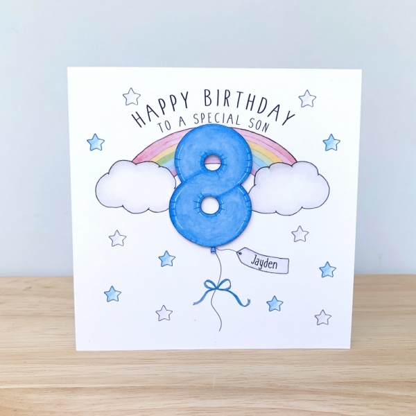 Personalised Boys Rainbow Birthday Card - 1st, 2nd, 3rd, 4th, 5th, 6th, 7th, 8th, 9th